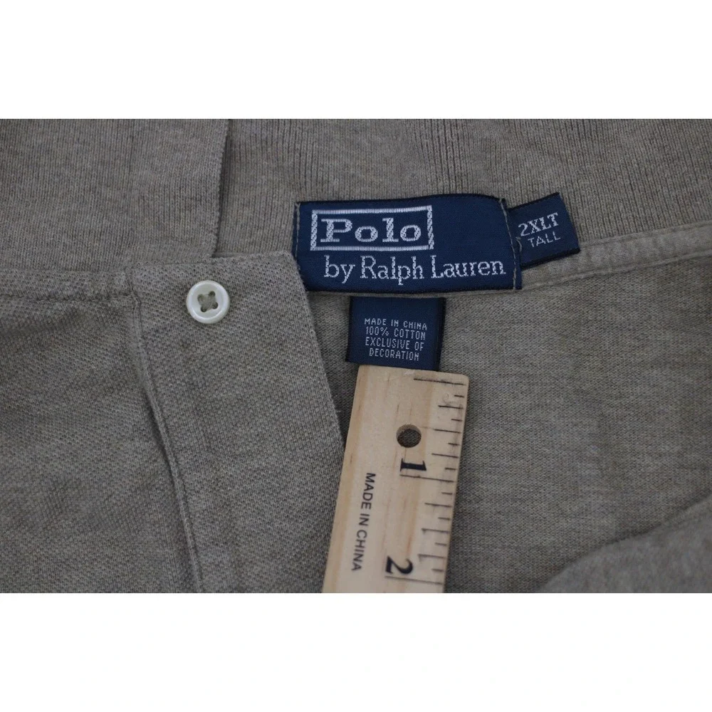 Polo Ralph Lauren Long Sleeve Polo Shirt Mens 2XLT Tan Vintage y2k